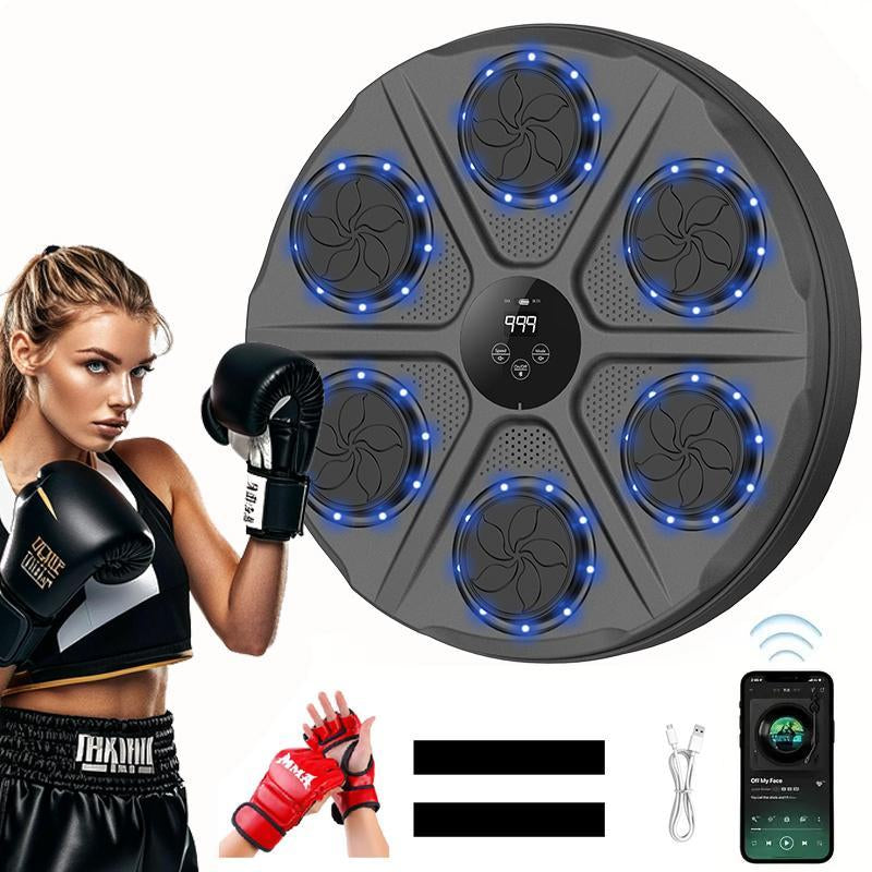 Christmas Gift, Upgrade and Increase the Six-Target Intelligent Boxing Training Set, Musical Boxing Machine with Gloves, Intelligent Counting Boxing Machine, Electronic Boxing Training Target, 12 Speed Adjustable, 12 Strike Modes