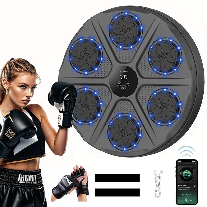 Christmas Gift, Upgrade and Increase the Six-Target Intelligent Boxing Training Set, Musical Boxing Machine with Gloves, Intelligent Counting Boxing Machine, Electronic Boxing Training Target, 12 Speed Adjustable, 12 Strike Modes