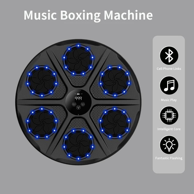 Christmas Gift, Upgrade and Increase the Six-Target Intelligent Boxing Training Set, Musical Boxing Machine with Gloves, Intelligent Counting Boxing Machine, Electronic Boxing Training Target, 12 Speed Adjustable, 12 Strike Modes